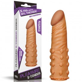 Коричневая насадка-удлинитель Add 2" Pleasure X Tender Penis Sleeve - 18 см.