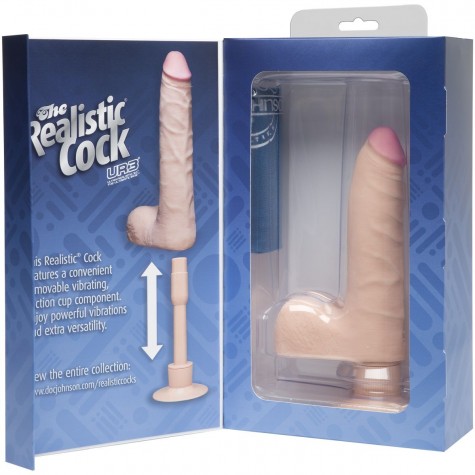 Телесный вибромассажер The Realistic Cock ULTRASKYN Vibrating 7” Slim - 22,1 см.